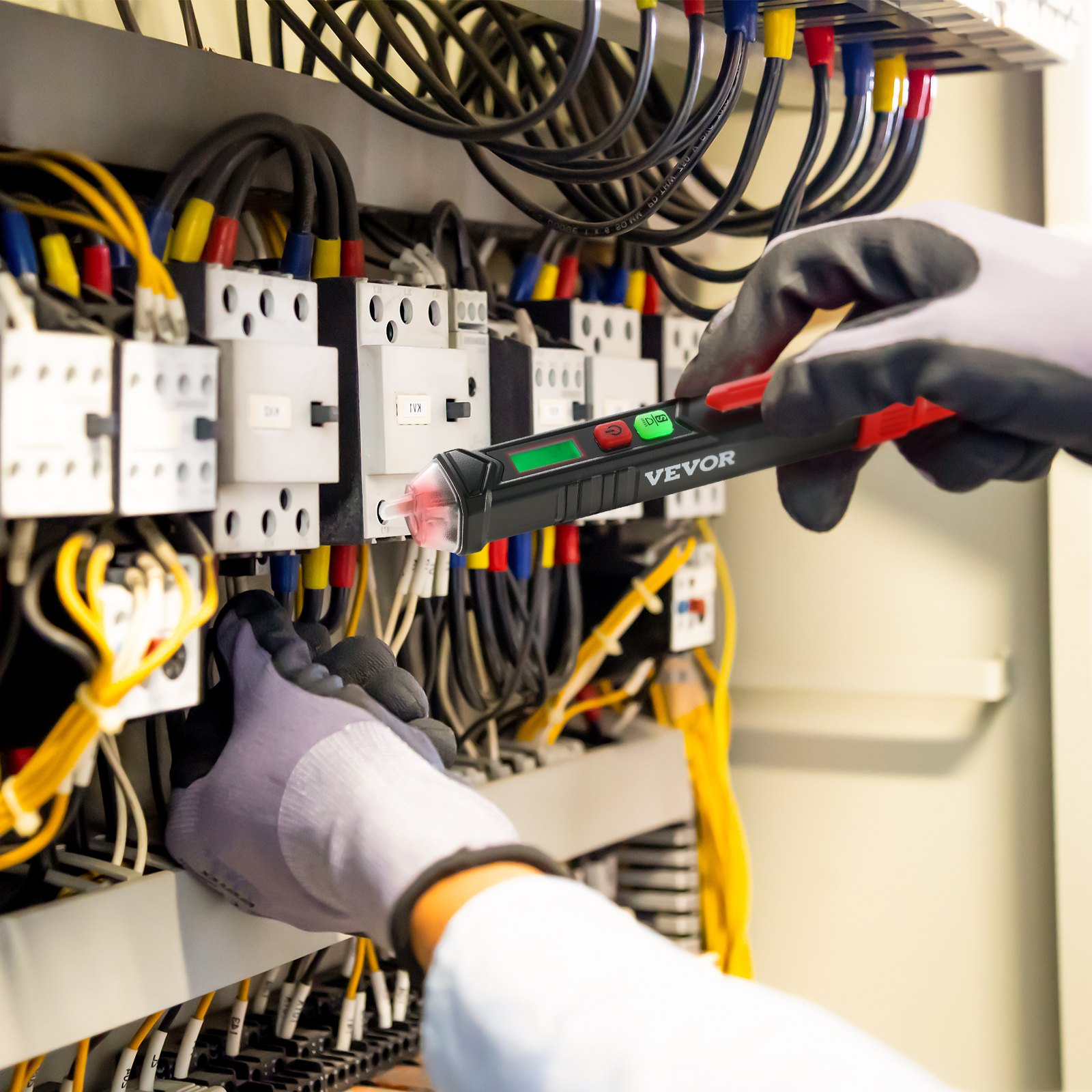 VEVOR Voltage Tester, Non-Contact Voltage Detector with Adjustable Sensitivity, Dual Range AC 12V-1000V/48V-1000V Live & Null Wire Tester Pen with Visual and Audible Alarms, CAT III 1000V Rating