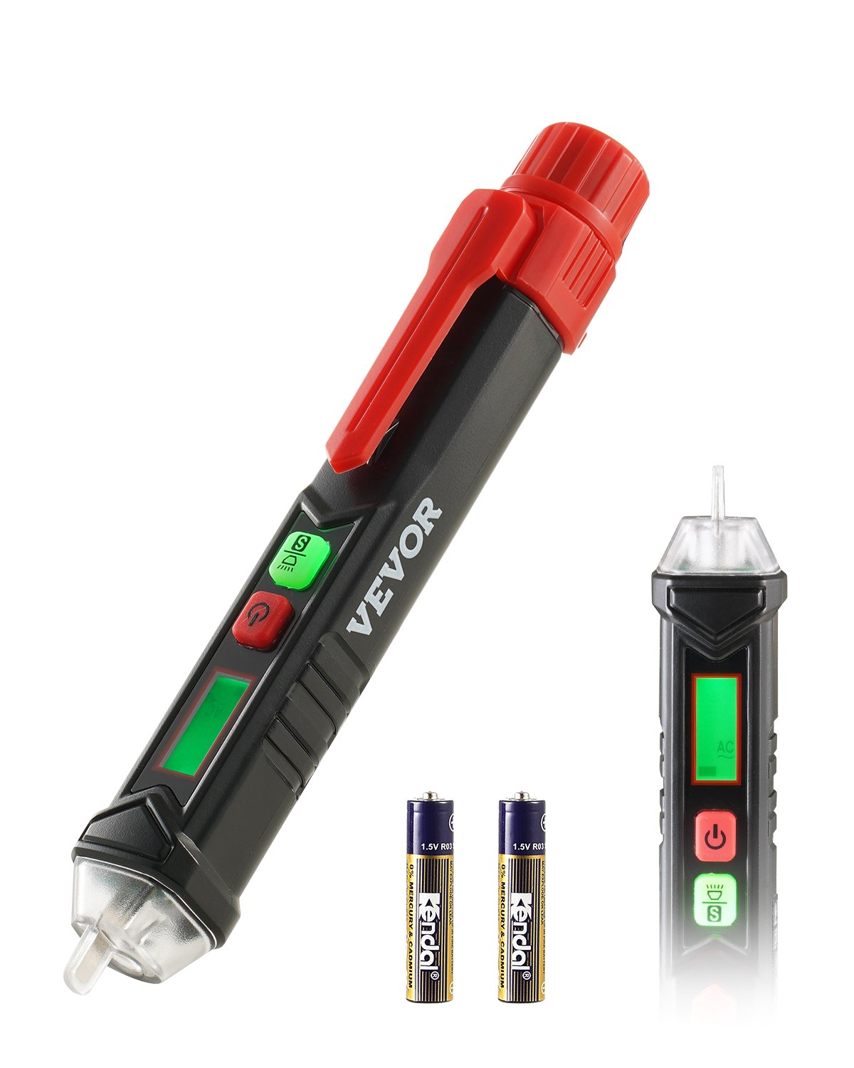 VEVOR Voltage Tester, Non-Contact Voltage Detector with Adjustable Sensitivity, Dual Range AC 12V-1000V/48V-1000V Live & Null Wire Tester Pen with Visual and Audible Alarms, CAT III 1000V Rating