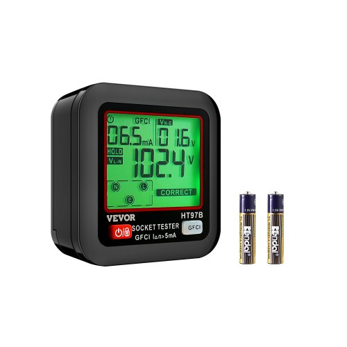 VEVOR Outlet Tester Electrical GFCI Trip Tester LCD Display Receptacle Detector