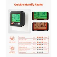 Probador de tomacorrientes VEVOR, comprobador de disparo eléctrico GFCI, detector de receptáculos con pantalla LCD