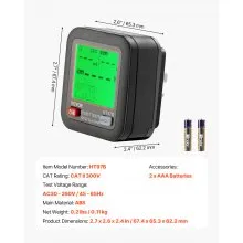 Probador de tomacorrientes VEVOR, comprobador de disparo eléctrico GFCI, detector de receptáculos con pantalla LCD