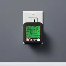 Probador de tomacorrientes VEVOR, comprobador de disparo eléctrico GFCI, detector de receptáculos con pantalla LCD