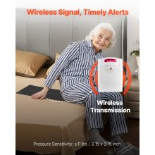 Bed Alarm System for Elderly Adults 14" x 30" Wireless Bed Sensor Pad with Pager