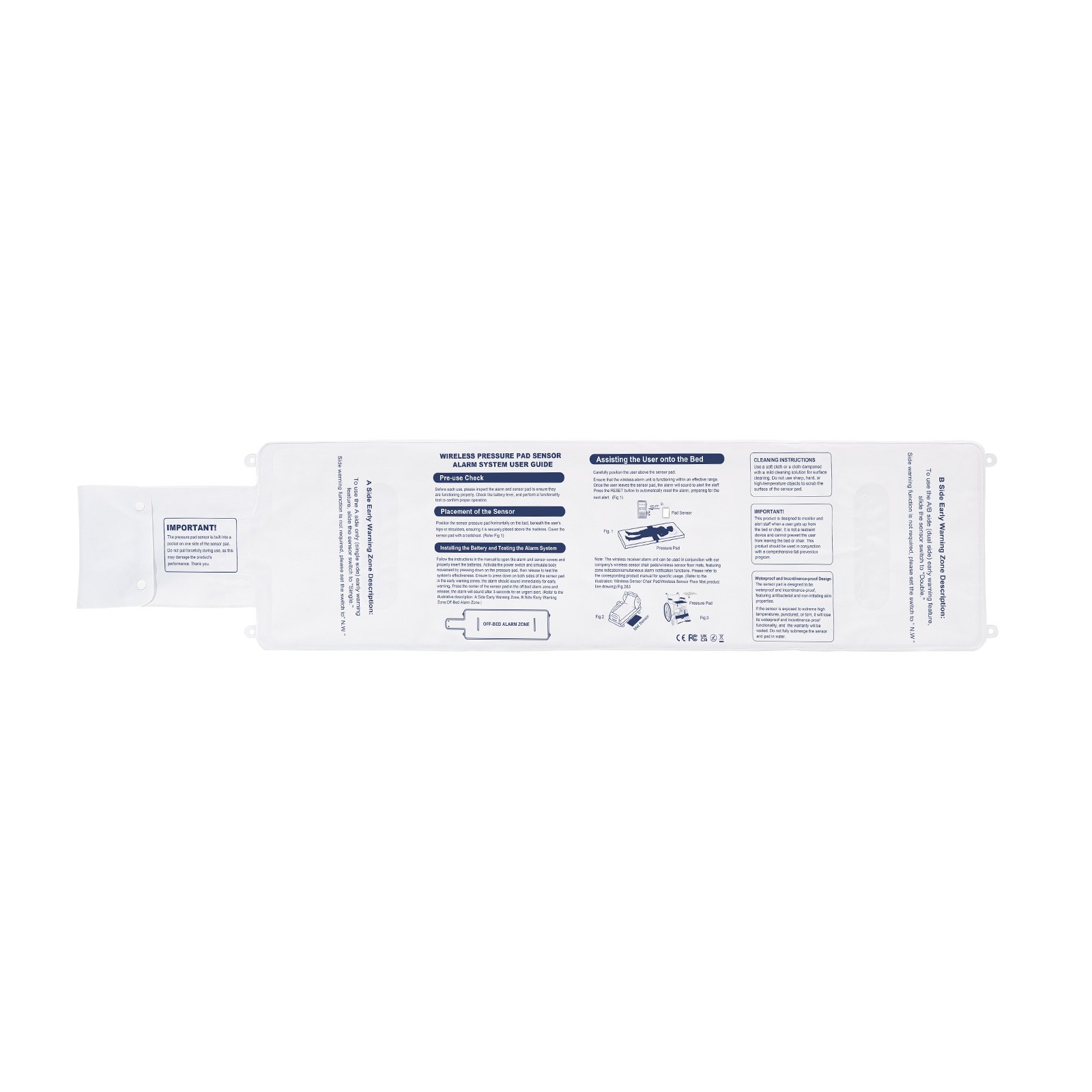 Sistema de alarma de cama VEVOR Early Alert, sensor inalámbrico con botón de llamada y buscapersonas, alarmas de seguridad y prevención de caídas para personas mayores, pacientes con demencia y adultos (25,4 x 89,4 cm)