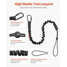 VEVOR 5 Pack Tool Lanyard Fall Protection Tools Leash with Screw Lock Carabiner