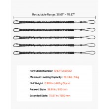VEVOR 5 Pack Tool Lanyard Fall Protection Tools Leash with Screw Lock Carabiner