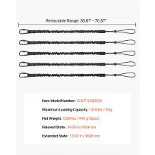 VEVOR 5 Pack Tool Lanyard Fall Protection Tools Leash with Screw Lock Carabiner