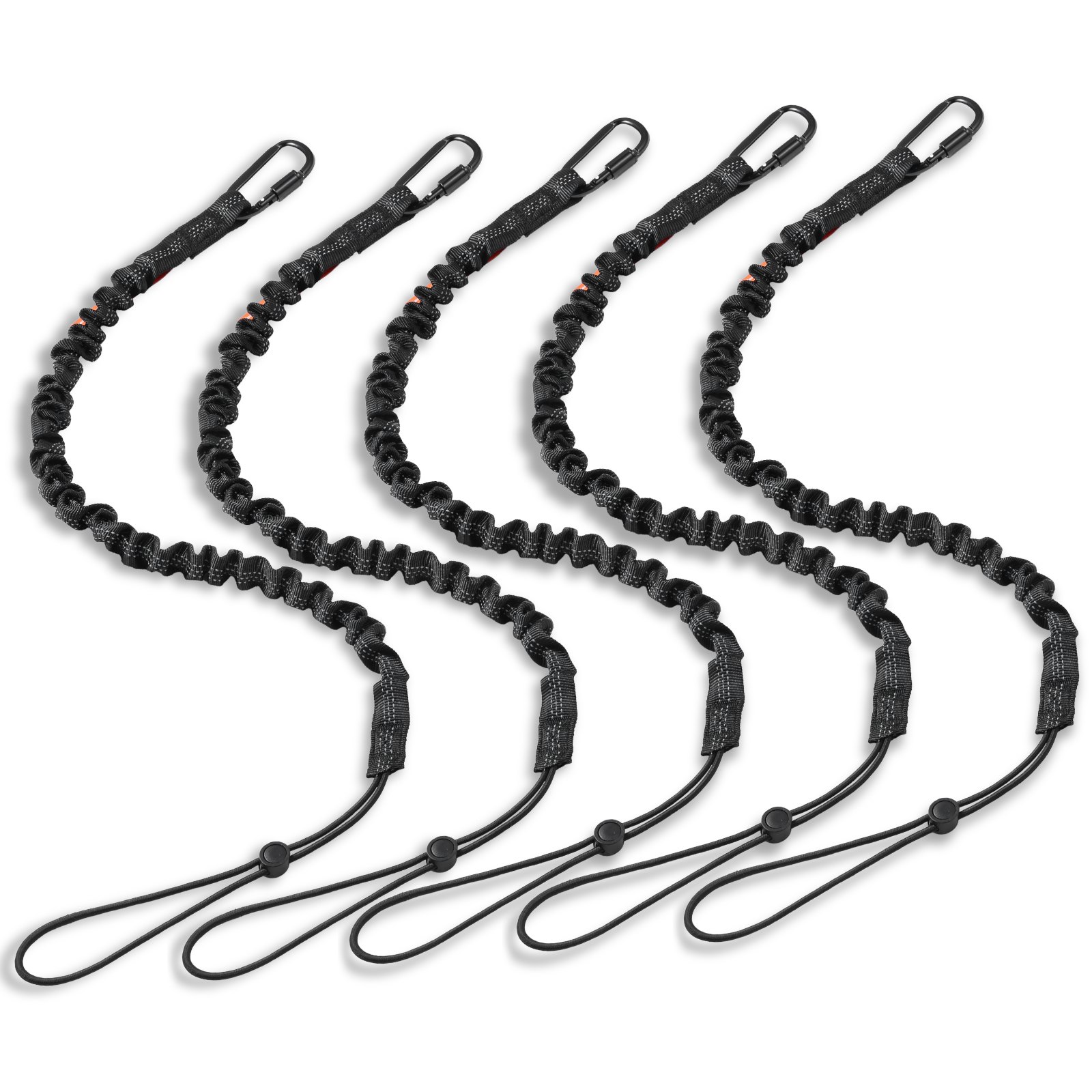 VEVOR 5 Pack Tool Lanyard, Safety Fall Protection Tools Leash with Aluminum Screw Lock Carabiner, 36.61" to 70.87" Retractable Tool Tether for Construction Roofing, Maximum Weight Limit 19.8LBS / 9KG