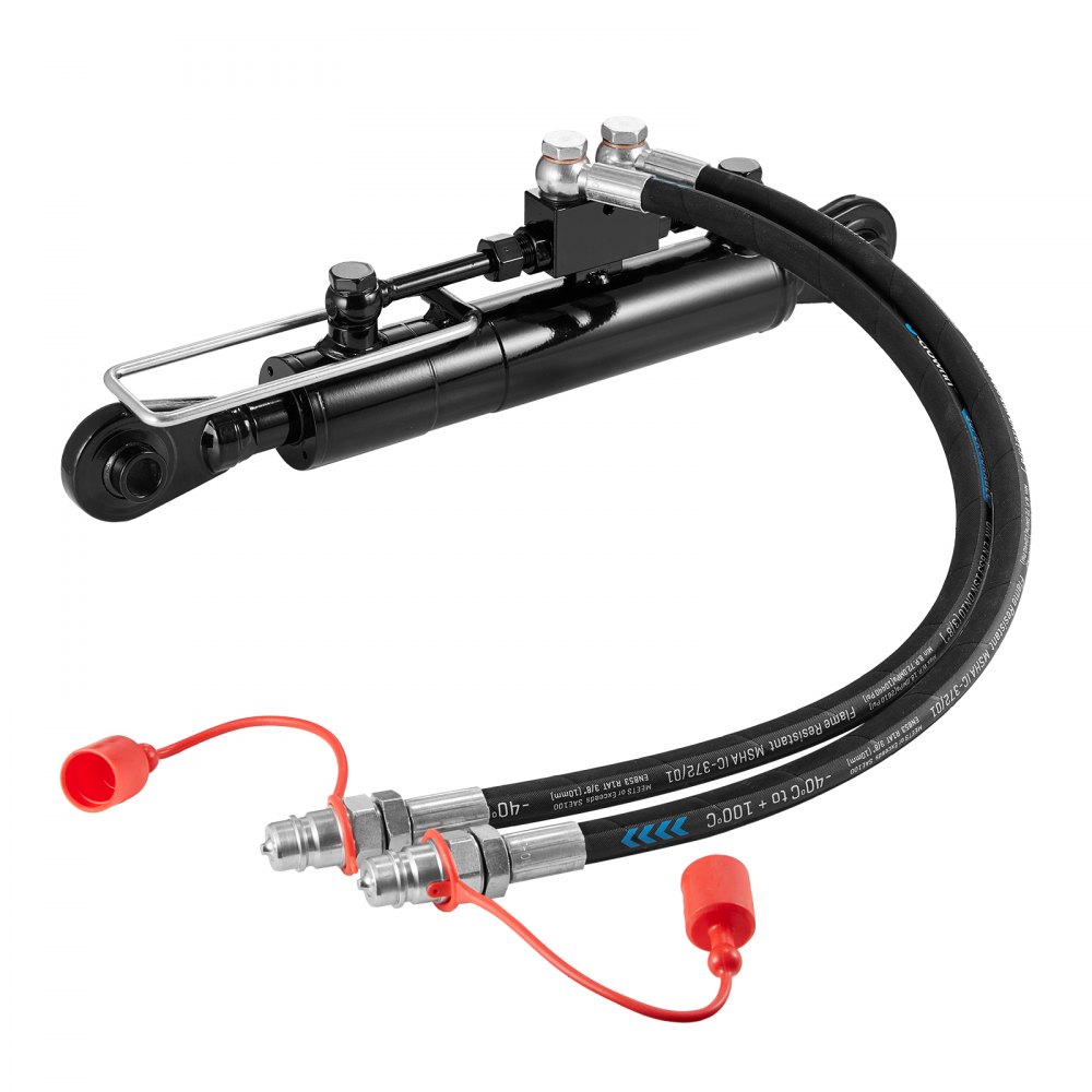 VEVOR Hydraulic Top Link Cat.1-1 (8-1/4 in, 18-1/8~26-3/8 in ), Hydraulic Cylinder with 2 Hoses & G3/8" Check Valve