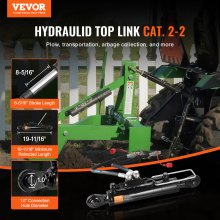 VEVOR Hydraulic Top Link Cat. 2-2（8-5/16 in, 19-11/16~28 in), Hydraulic Cylinder with 2 Hoses & G3/8" Check Valve