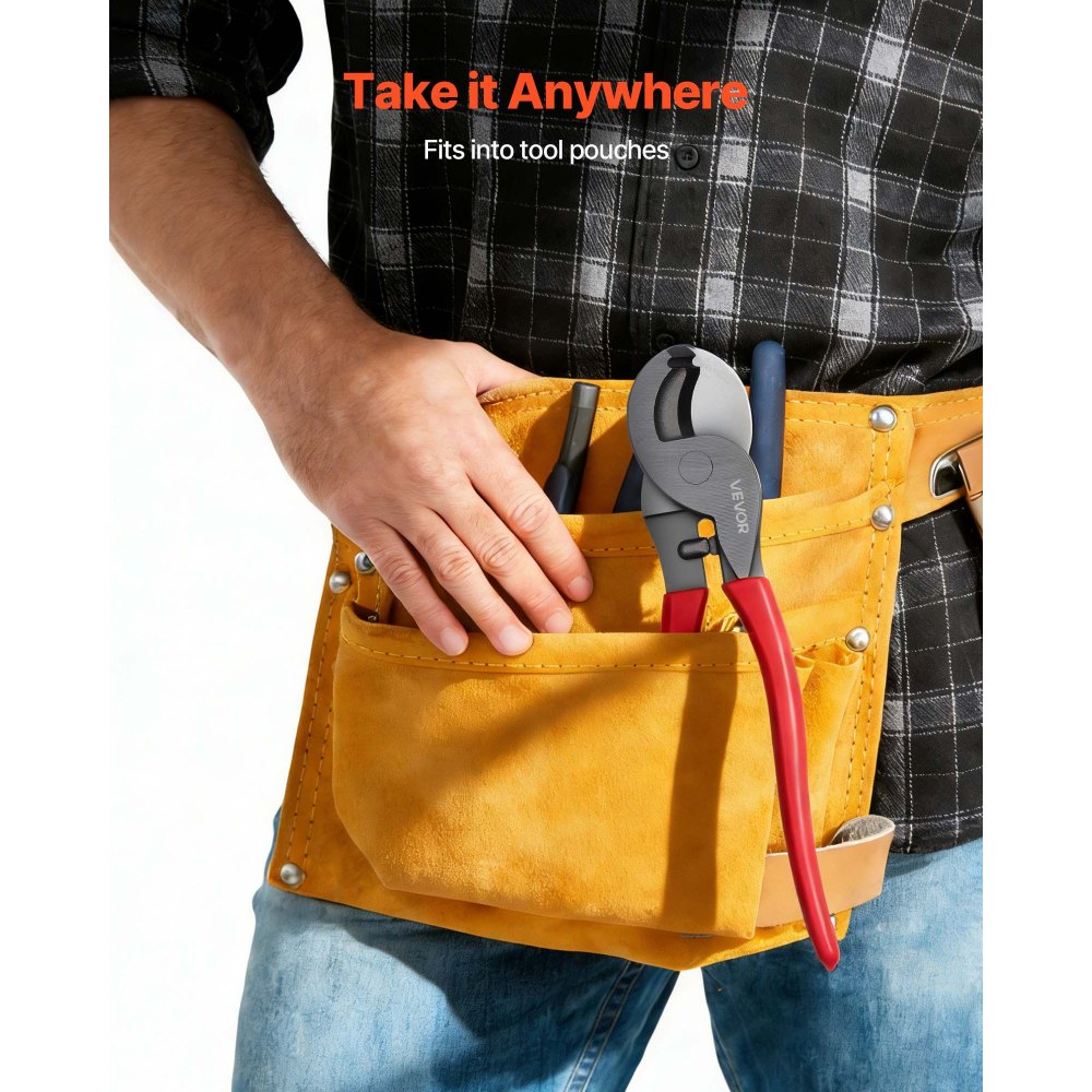 VEVOR High Leverage Cable Cutter, 235 mm Compact, Forged Blades and PVC-Coated Handles, Heavy Duty Cable Cutting Pliers Tool for 4/0 AWG Aluminum, 2/0 AWG Soft Copper and 100-Pair 24AWG Comm Cable