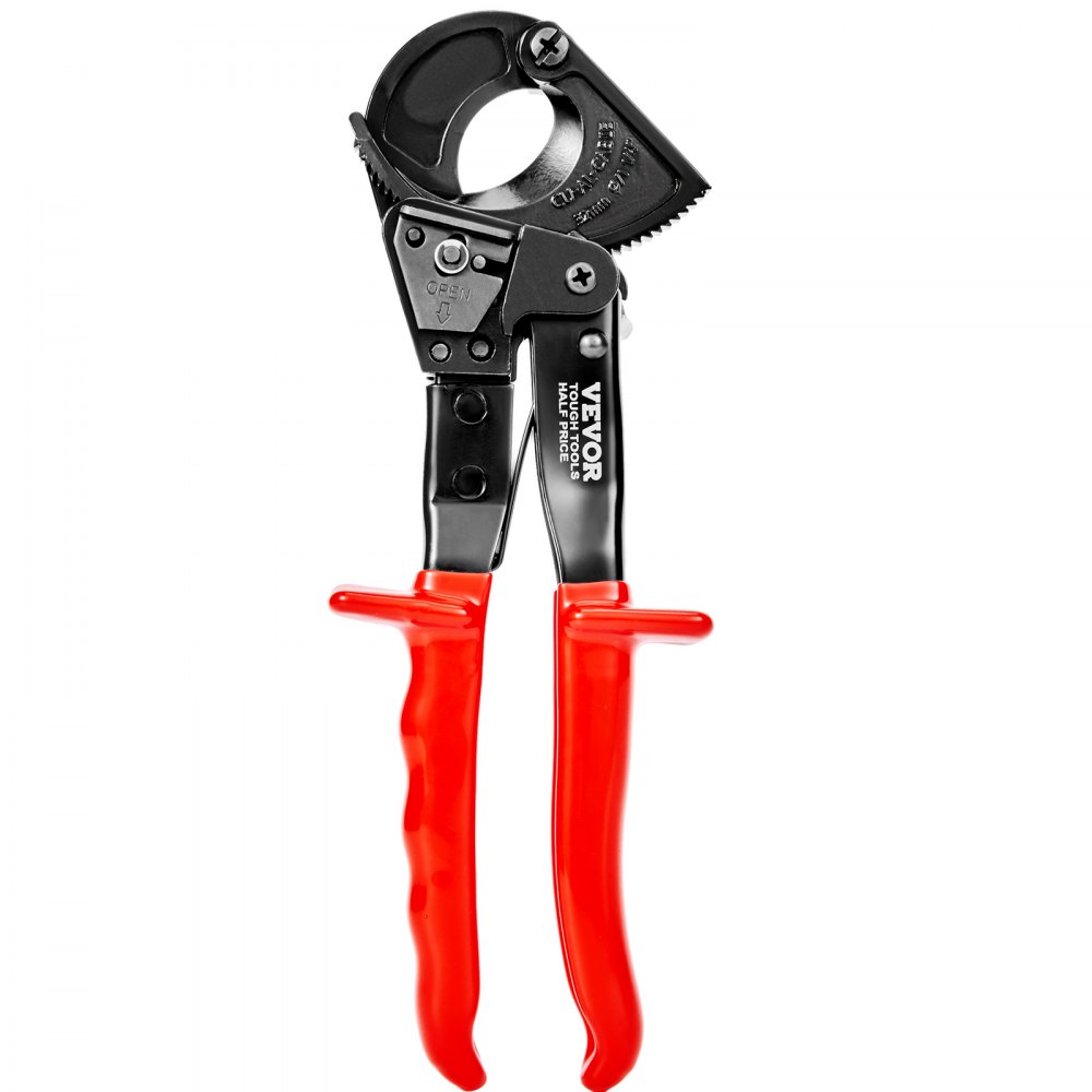 VEVOR Ratcheting Cable Cutter, 10" Ratchet Wire and Cable Cutter, Cut up to 240 mm², with Comfortable Grip Handles, Easy to Use Quick-Release Lever, Silicon-Manganese Spring Steel Blade
