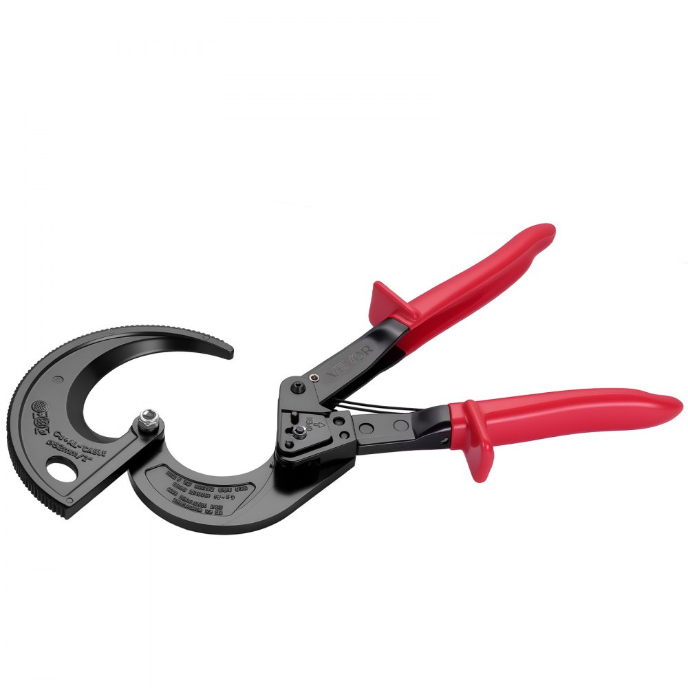 VEVOR Ratcheting Cable Cutter, Spring Steel Blades with Insulated Handles, Quick-Release Button, Heavy Duty Ratchet Cable Wire Cutter for Cutting Copper & Aluminum Cables Up to 800 MCM / 400 mm²