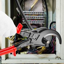 VEVOR Ratcheting Cable Cutter, 280mm Ratchet Wire and Cable Cutter, Cut up to 400 mm², with Comfortable Grip Handles, Easy to Use Quick-Release Lever, Silicon-Manganese Spring Steel Blade