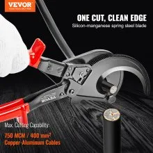 VEVOR Ratcheting Cable Cutter, 11" Wire Cutter Heavy Duty with Gloves, Strong Silicon-Manganese Spring Steel Blade-for Cutting Up to  400 mm² / 780 MCM Electrical Wire