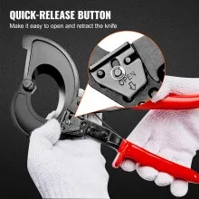 VEVOR Ratcheting Cable Cutter, 11" Wire Cutter Heavy Duty with Gloves, Strong Silicon-Manganese Spring Steel Blade-for Cutting Up to  400 mm² / 780 MCM Electrical Wire