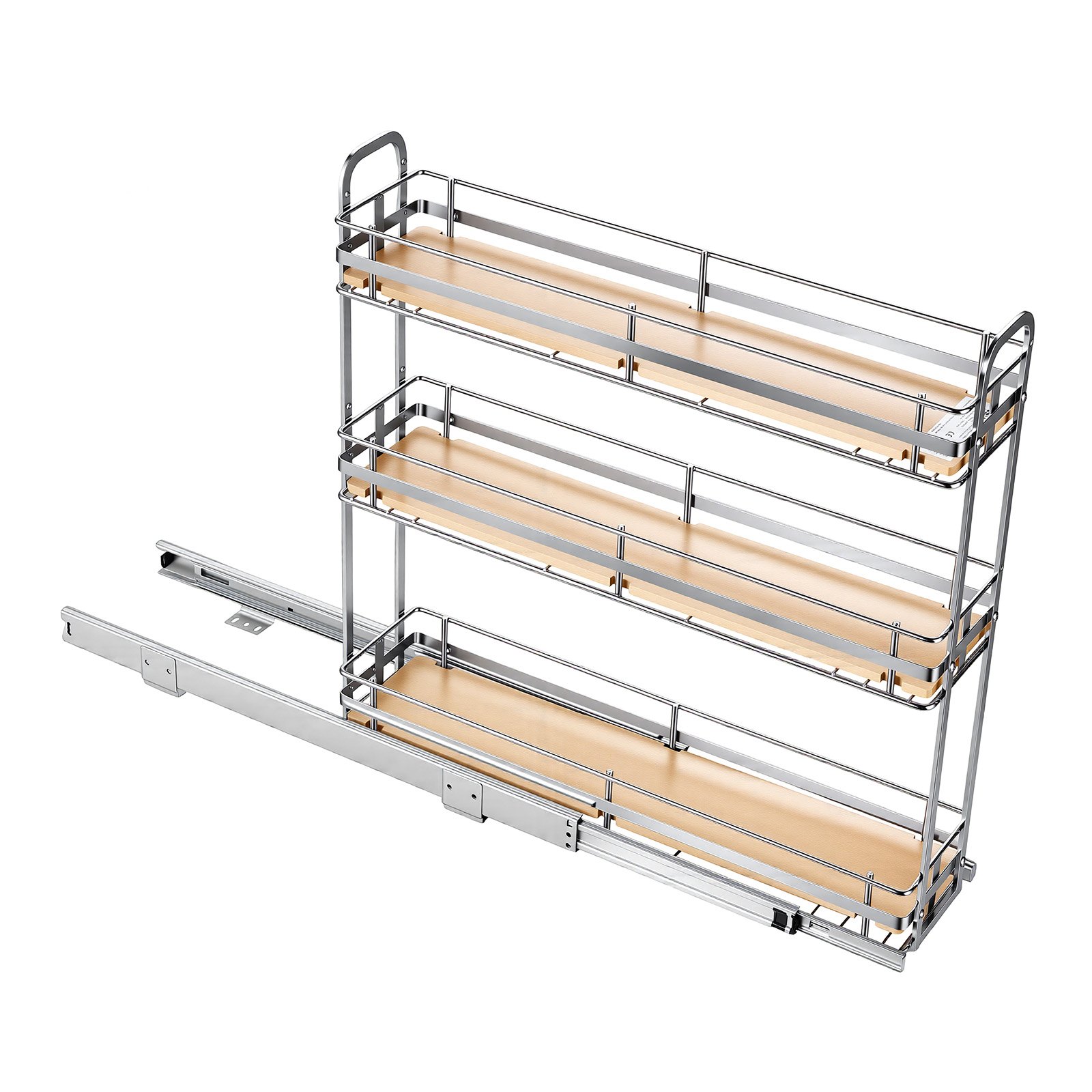 VEVOR Pull Out Spice Rack Organizer for Cabinet, 3 Tier Slide Out Spice Rack Organizer, Height Adjustable Heavy Duty Metal Seasoning Kitchen Basket for Cabinets, 5.75"W x 20.98"D x 21.34"H, Silver