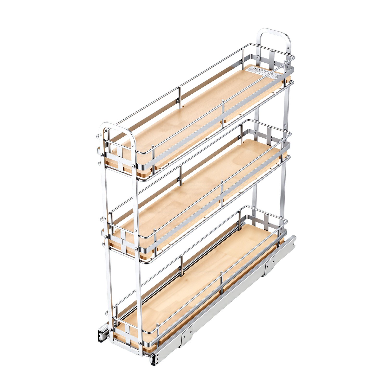 VEVOR Pull Out Spice Rack Organizer for Cabinet, 3 Tier Slide Out Spice Rack Organizer, Height Adjustable Heavy Duty Metal Seasoning Kitchen Basket for Cabinets, 5.75"W x 20.98"D x 21.34"H, Silver