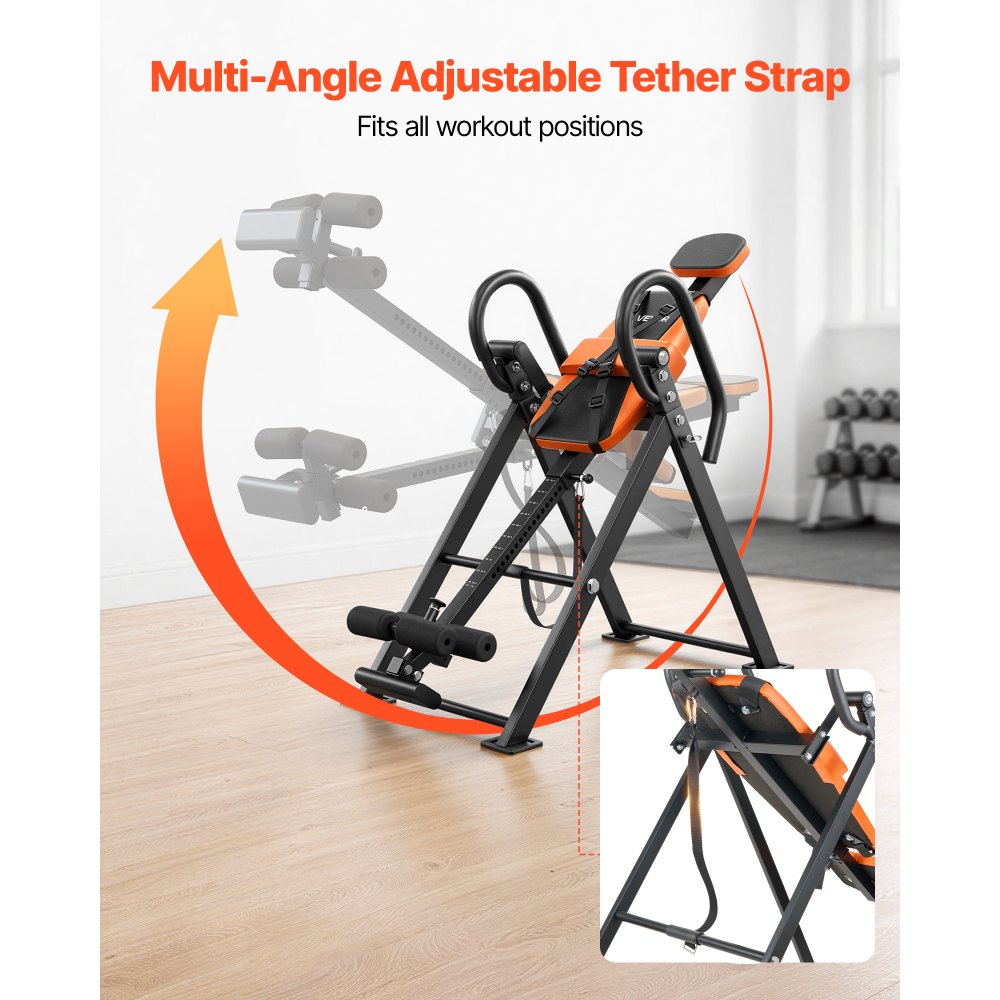 VEVOR Inversion Table, 300 lbs Capacity Heavy Duty Back Inverter Stretcher, Inverted Table with Dual-Roller Locking, Decompression Tables for Shoulders, Neck, Back, Multi-Angle Adjustable Tether Strap