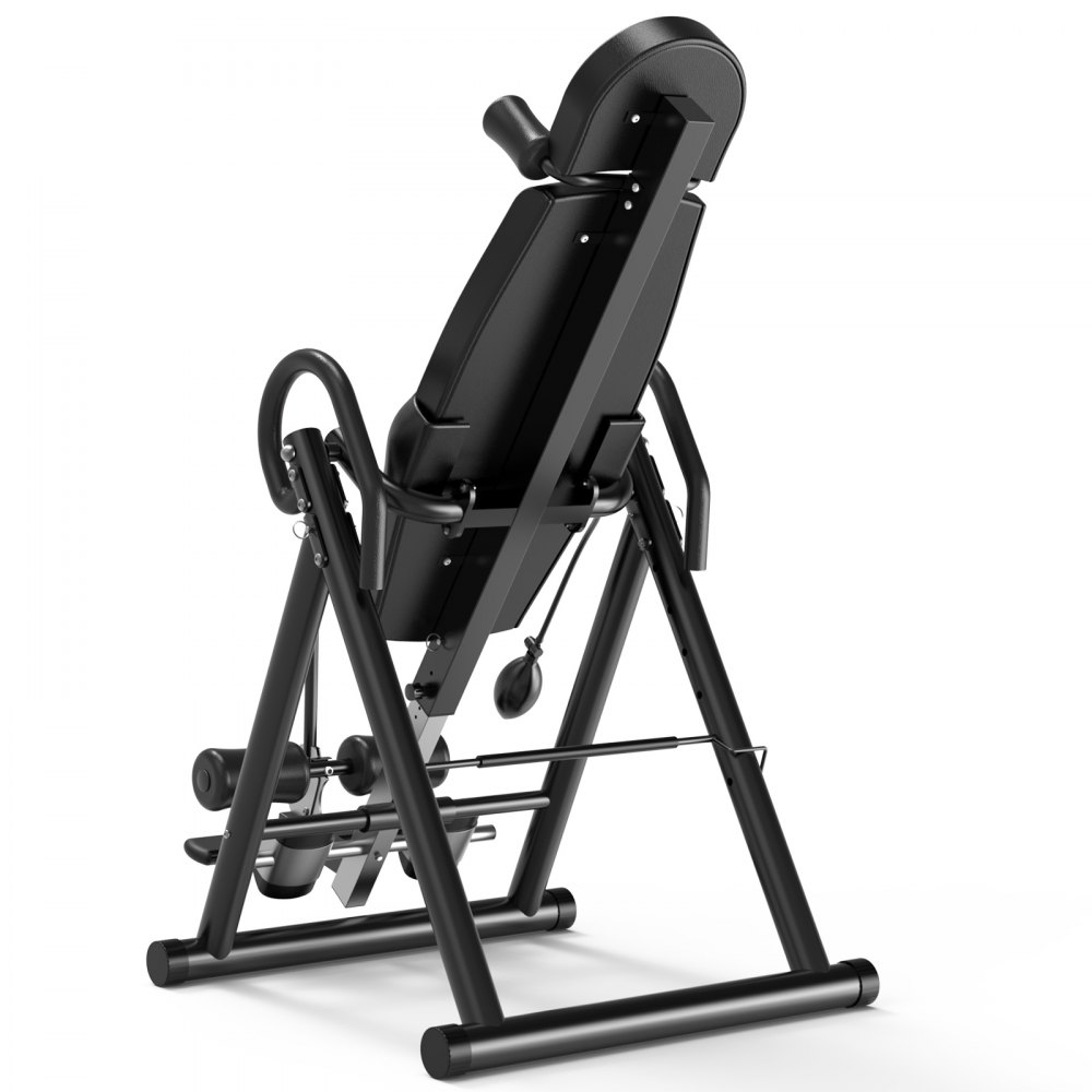 VEVOR Black Premium Gravity Inversion Table Waist Inflatable Adjustment with Protective Belt Back Therapy Fitness Adjustable Height Inversion Table Foldable