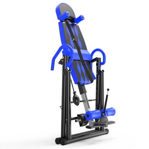 VEVOR Blue Premium Gravity Inversion Table Waist Inflatable Adjustment with Protective Belt Back Therapy Fitness Adjustable Height Inversion Table Foldable