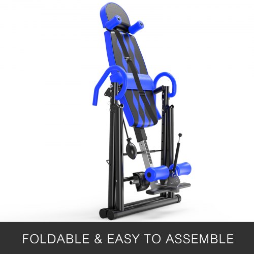 VEVOR Blue Premium Gravity Inversion Table Waist Inflatable Adjustment with Protective Belt Back Therapy Fitness Adjustable Height Inversion Table Foldable