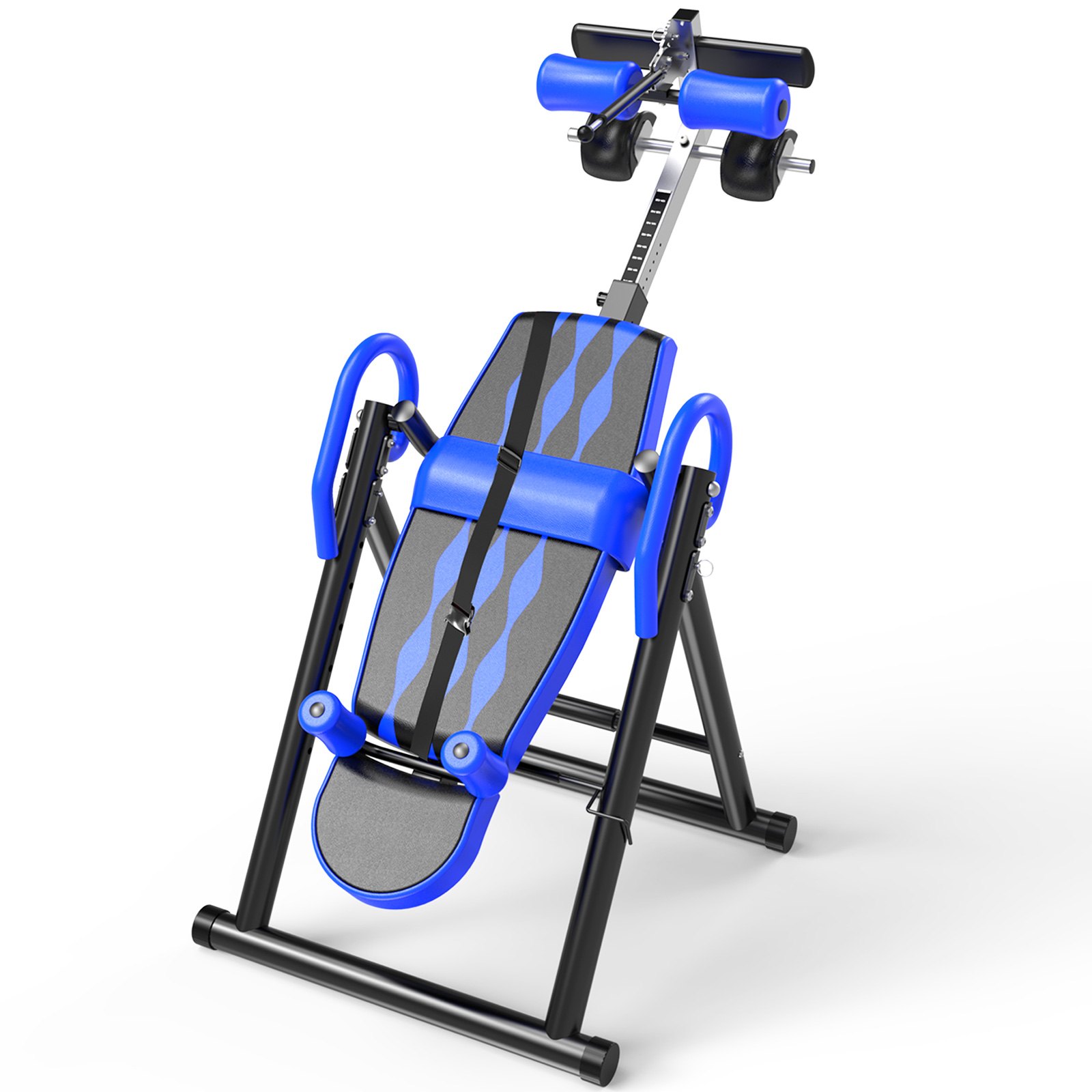 VEVOR Blue Premium Gravity Inversion Table Waist Inflatable Adjustment with Protective Belt Back Therapy Fitness Adjustable Height Inversion Table Foldable
