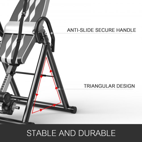 VEVOR Grey Premium Gravity Inversion Table Waist Inflatable Adjustment with Protective Belt Back Therapy Fitness Adjustable Height Inversion Table Foldable
