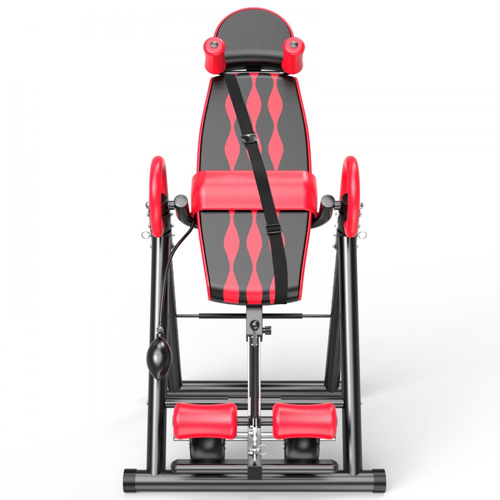 VEVOR Red Premium Gravity Inversion Table Waist Inflatable Adjustment with Protective Belt Back Therapy Fitness Adjustable Height Inversion Table Foldable