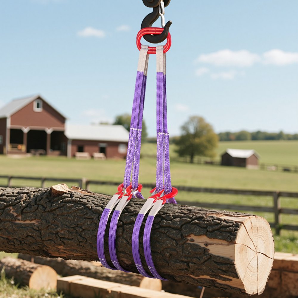 VEVOR Lifting Sling Straps, 2Pcs Two-Leg Polyester Bridle Sling with Hooks, 2 Ton Capacity, 5Ft Heavy Duty Rigging Strap, Thickened & Wear-Resistant Webbing Slings for Engines Cranes Hoists Truck