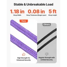 VEVOR Lifting Sling Straps, 2Pcs Two-Leg Polyester Bridle Sling with Hooks, 4400LB Capacity, 5Ft Heavy Duty Rigging Strap, Thickened & Wear-Resistant Webbing Slings for Engines Cranes Hoists Truck