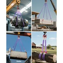 VEVOR Lifting Sling Straps, 2Pcs Two-Leg Polyester Bridle Sling with Hooks, 4400LB Capacity, 5Ft Heavy Duty Rigging Strap, Thickened & Wear-Resistant Webbing Slings for Engines Cranes Hoists Truck