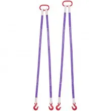 VEVOR Lifting Sling Straps, 2Pcs Two-Leg Polyester Bridle Sling with Hooks, 4400LB Capacity, 5Ft Heavy Duty Rigging Strap, Thickened & Wear-Resistant Webbing Slings for Engines Cranes Hoists Truck