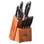 VEVOR Bloc de rangement pour couteaux 15 emplacements, porte-couteaux universels en bois d'acacia sans couteaux, grand bloc de rangement de couteaux de boucher, support multifonctionnel pour un rangement facile dans la cuisine