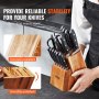 VEVOR Knife Storage Block 15 Slots, Acacia Wood Universal Knife Holders Without Knives, Large Countertop Butcher Block Knife Organizer, Multifunctional Knife Rack Stand for Easy Kitchen Storage
