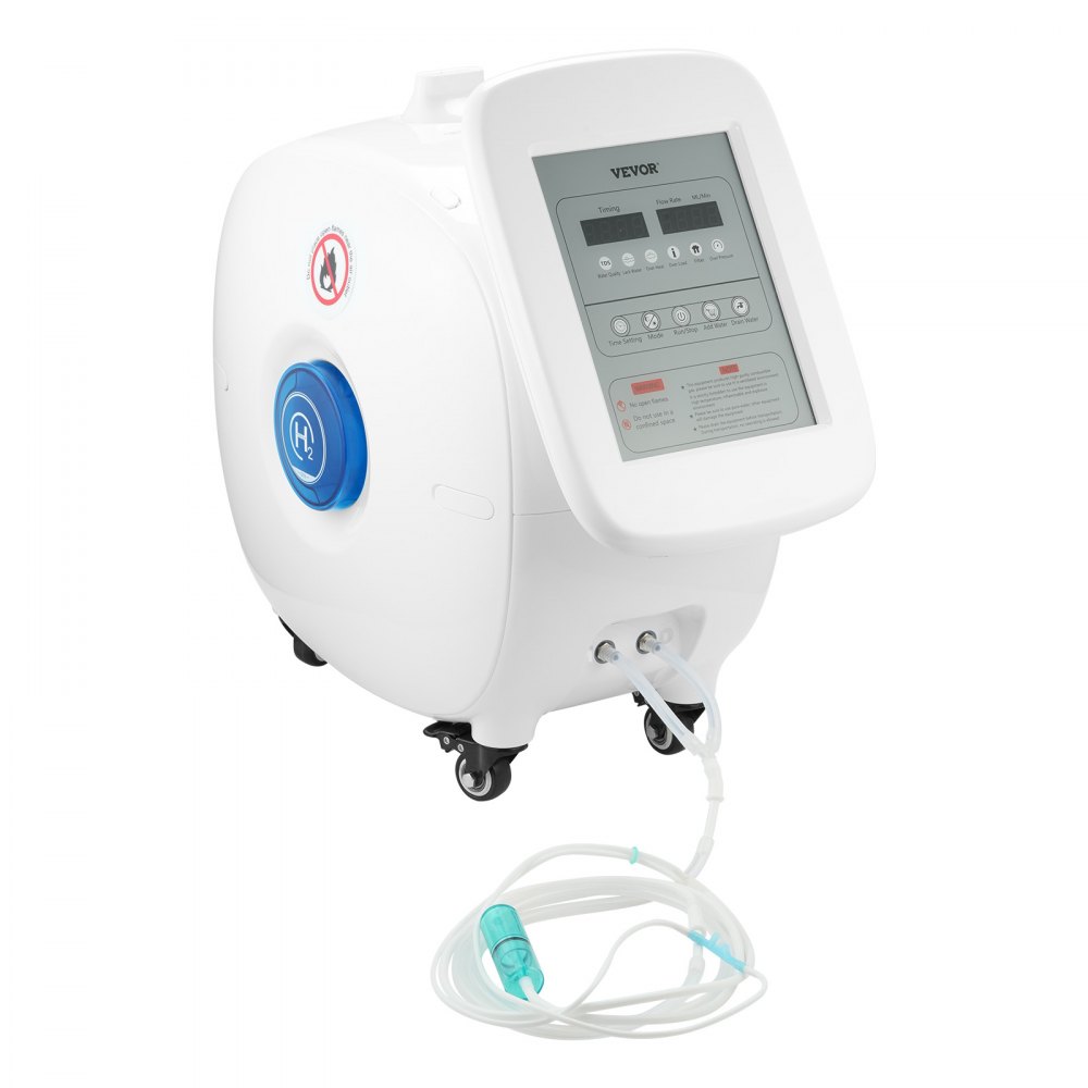 Máquina de inhalación de hidrógeno VEVOR, inhalador de hidrógeno de alta pureza al 99,99 %, inhalador de oxígeno e hidrógeno de doble puerto con separación de H2O de 1500 ml/min (1000 H+500 O), generador de agua rica en hidrógeno con ruedas para el hogar.