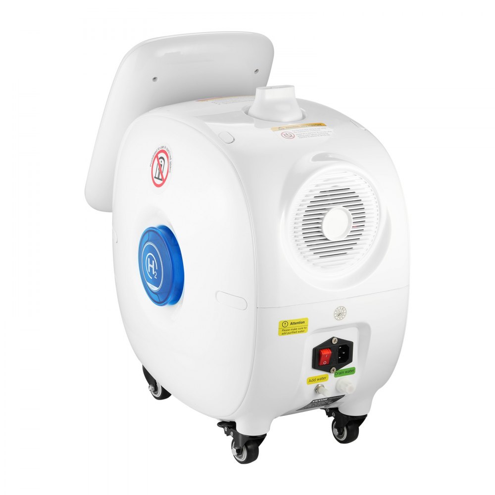 Máquina de inhalación de hidrógeno VEVOR, inhalador de hidrógeno de alta pureza al 99,99 %, inhalador de oxígeno e hidrógeno de doble puerto con separación de H2O de 1500 ml/min (1000 H+500 O), generador de agua rica en hidrógeno con ruedas para el hogar.
