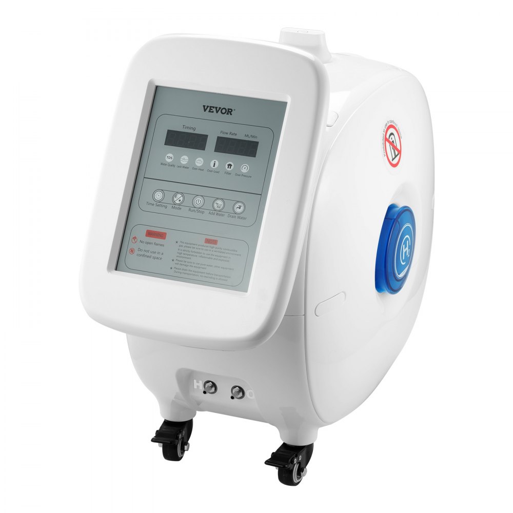 Máquina de inhalación de hidrógeno VEVOR, inhalador de hidrógeno de alta pureza al 99,99 %, inhalador de oxígeno e hidrógeno de doble puerto con separación de H2O de 1500 ml/min (1000 H+500 O), generador de agua rica en hidrógeno con ruedas para el hogar.
