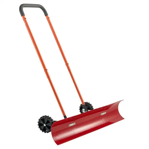 VEVOR Snow Pusher Shovel with Wheels, 37.8 in Wheeled Snowplow Shovel with Bi-Directional Angled Blade & 90° Adjustable Handle, Durable Plastic Winter Shovels, Portable Snow Removal Tool for Driveway