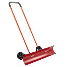 Snow Pusher Shovel with Wheels 37.8 in Plastic Winter Snow Plow for Driveway