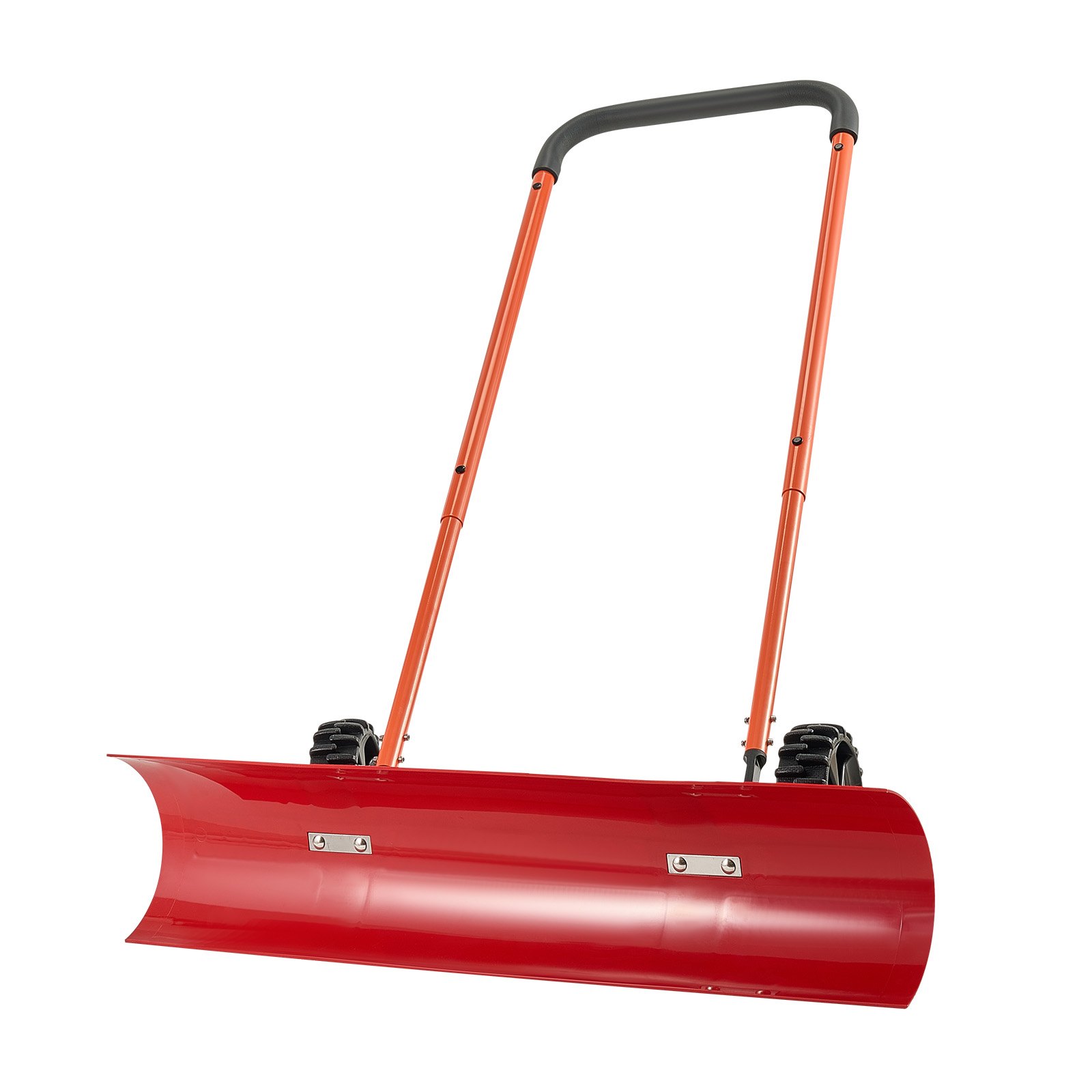 VEVOR Snow Pusher Shovel with Wheels, 37.8 in Wheeled Snowplow Shovel with Bi-Directional Angled Blade & 90° Adjustable Handle, Durable Plastic Winter Shovels, Portable Snow Removal Tool for Driveway
