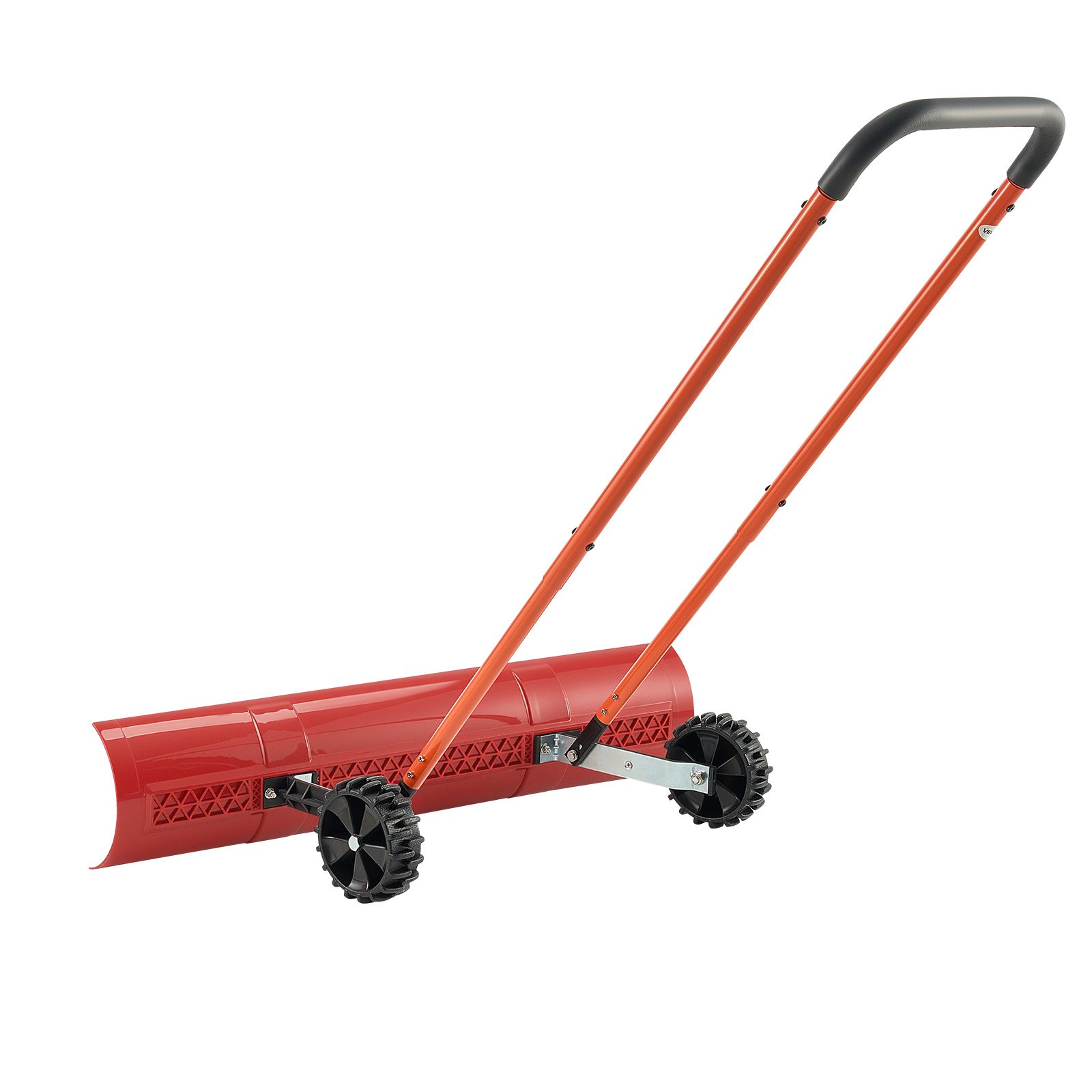 VEVOR Snow Pusher Shovel with Wheels, 37.8 in Wheeled Snowplow Shovel with Bi-Directional Angled Blade & 90° Adjustable Handle, Durable Plastic Winter Shovels, Portable Snow Removal Tool for Driveway