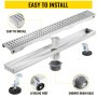VEVOR Linear Drain 304 Stainless Steel Floor Drain 24x2.75in Linear Tile Drain 30L/Min High Flow Capacity Invisible Drain with ''V'' Shape Shower Floor Drain for Kitchens, Bathrooms, Garages