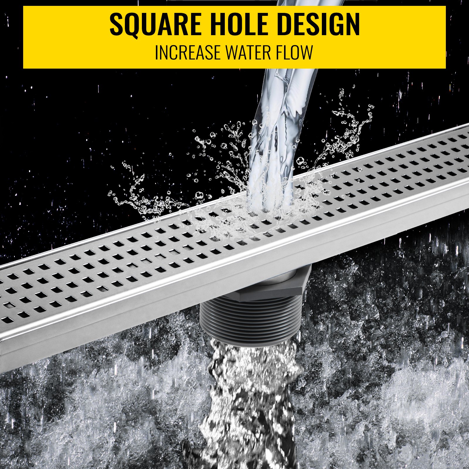 VEVOR Linear Drain 304 Stainless Steel Infinity Drain 24x2.75in Linear Tile Drain 30L/Min High Flow Capacity Invisible Drain With ''V'' Shape Shower Floor Drain For Kitchens, Bathrooms, Garages.