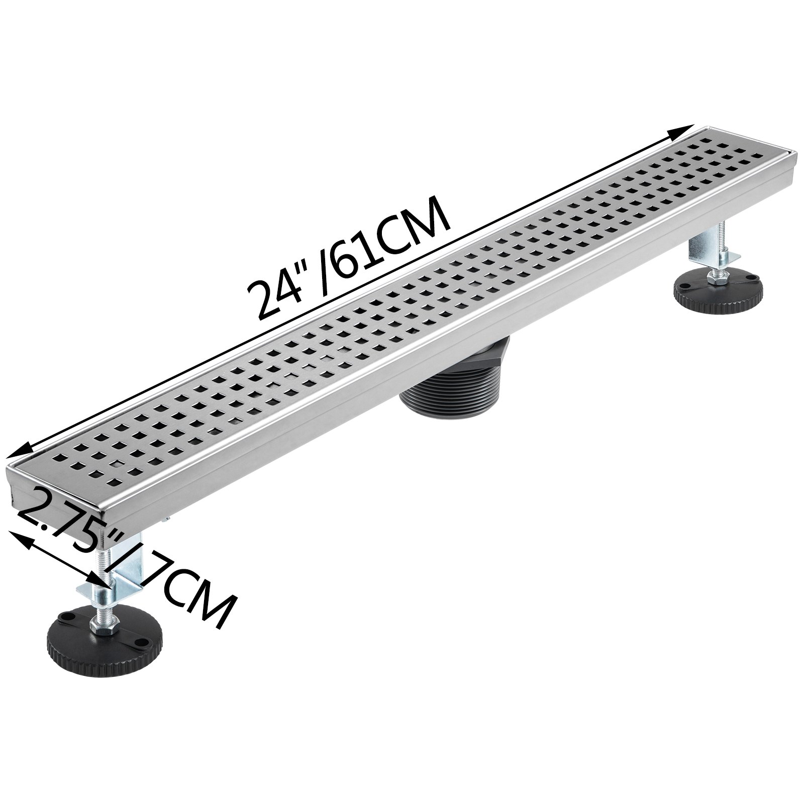 VEVOR Linear Drain Floor Drain 609mm Shower Trench Drain 30L/Min for Bathroom