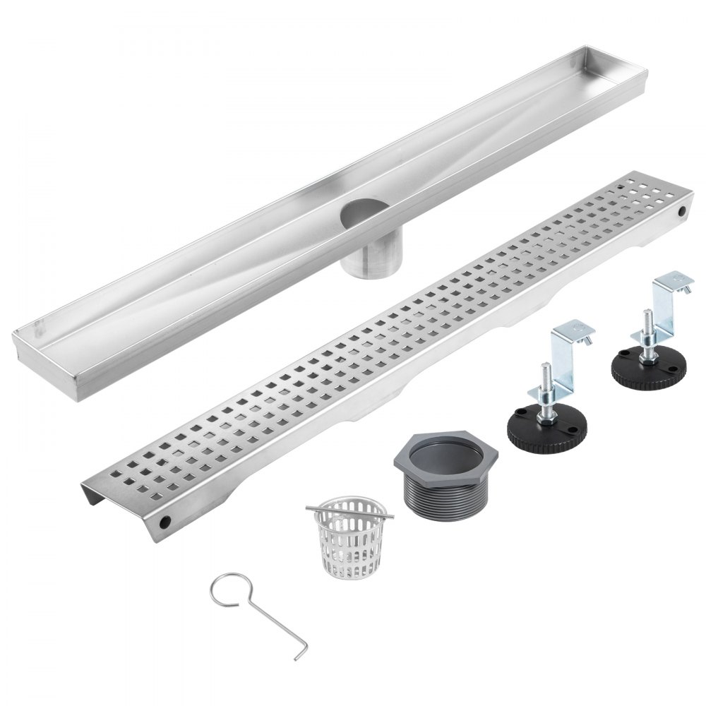 VEVOR Linear Drain 304 Stainless Steel Infinity Drain 36x2.75in Linear Tile Drain 30L/Min High Flow Capacity Invisible Drain With ''V'' Shape Shower Floor Drain For Kitchens, Bathrooms, Garages.