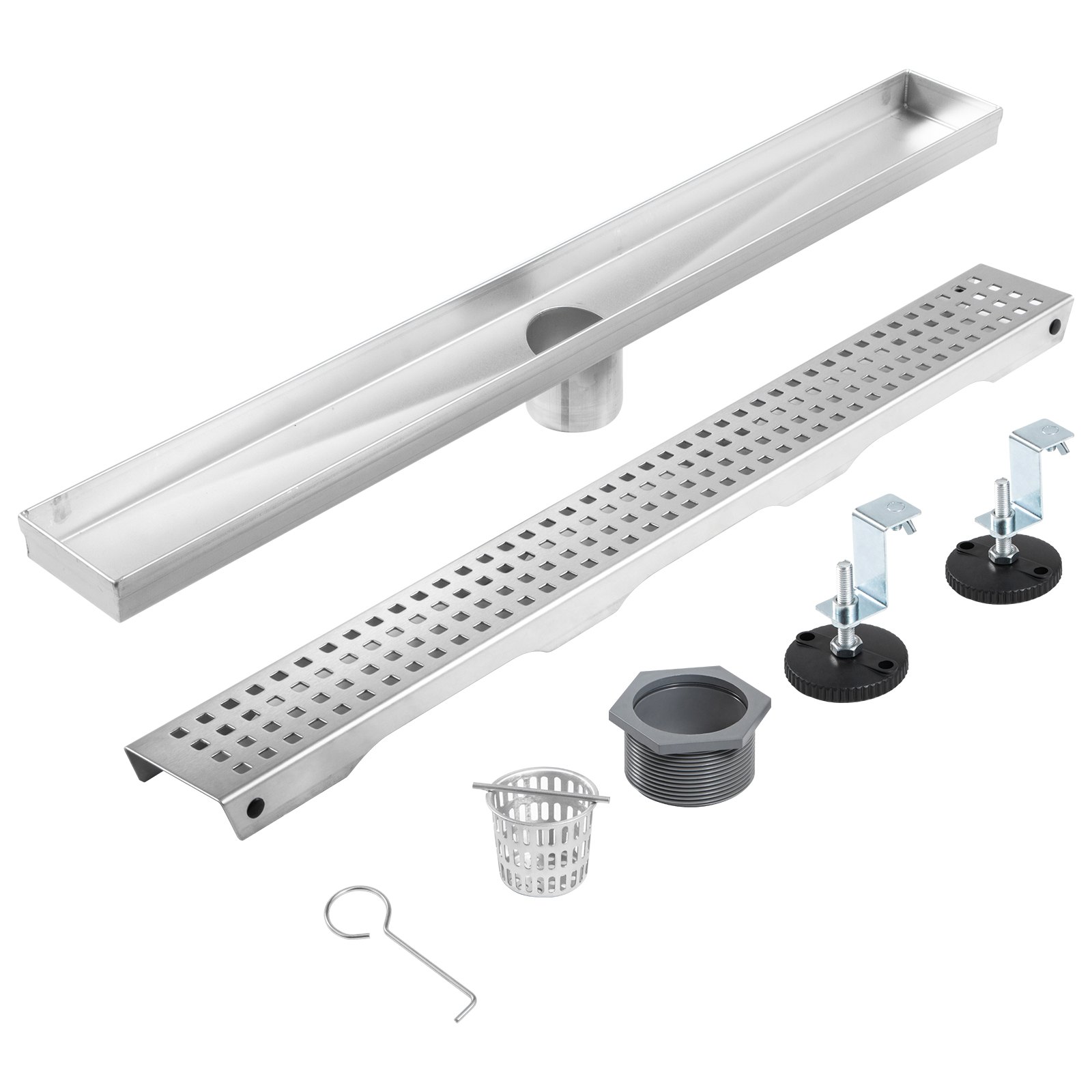 VEVOR Linear Drain 304 Stainless Steel Infinity Drain 36x2.75in Linear Tile Drain 30L/Min High Flow Capacity Invisible Drain With ''V'' Shape Shower Floor Drain For Kitchens, Bathrooms, Garages.