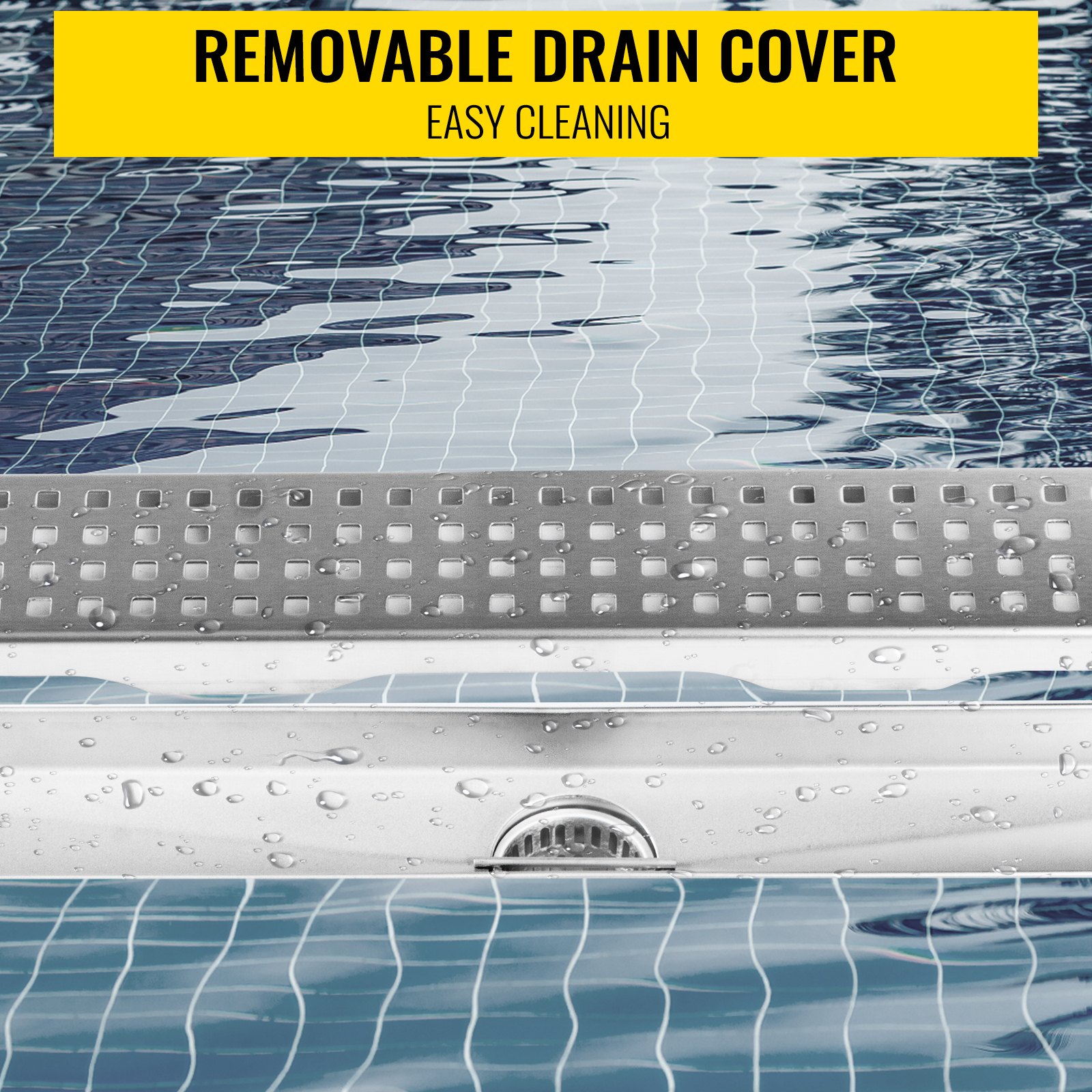 VEVOR Linear Drain 304 Stainless Steel Infinity Drain 36x2.75in Linear Tile Drain 30L/Min High Flow Capacity Invisible Drain With ''V'' Shape Shower Floor Drain For Kitchens, Bathrooms, Garages.