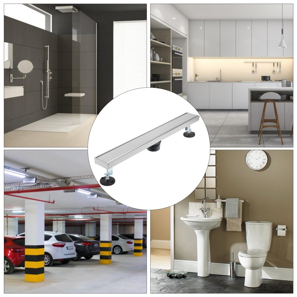 VEVOR Linear Drain 304 Stainless Steel Infinity Drain 24x2.75in Linear Tile Drain 30L/Min High Flow Capacity Invisible Drain With ''V'' Shape Shower Floor Drain For Kitchens, Bathrooms, Garages.