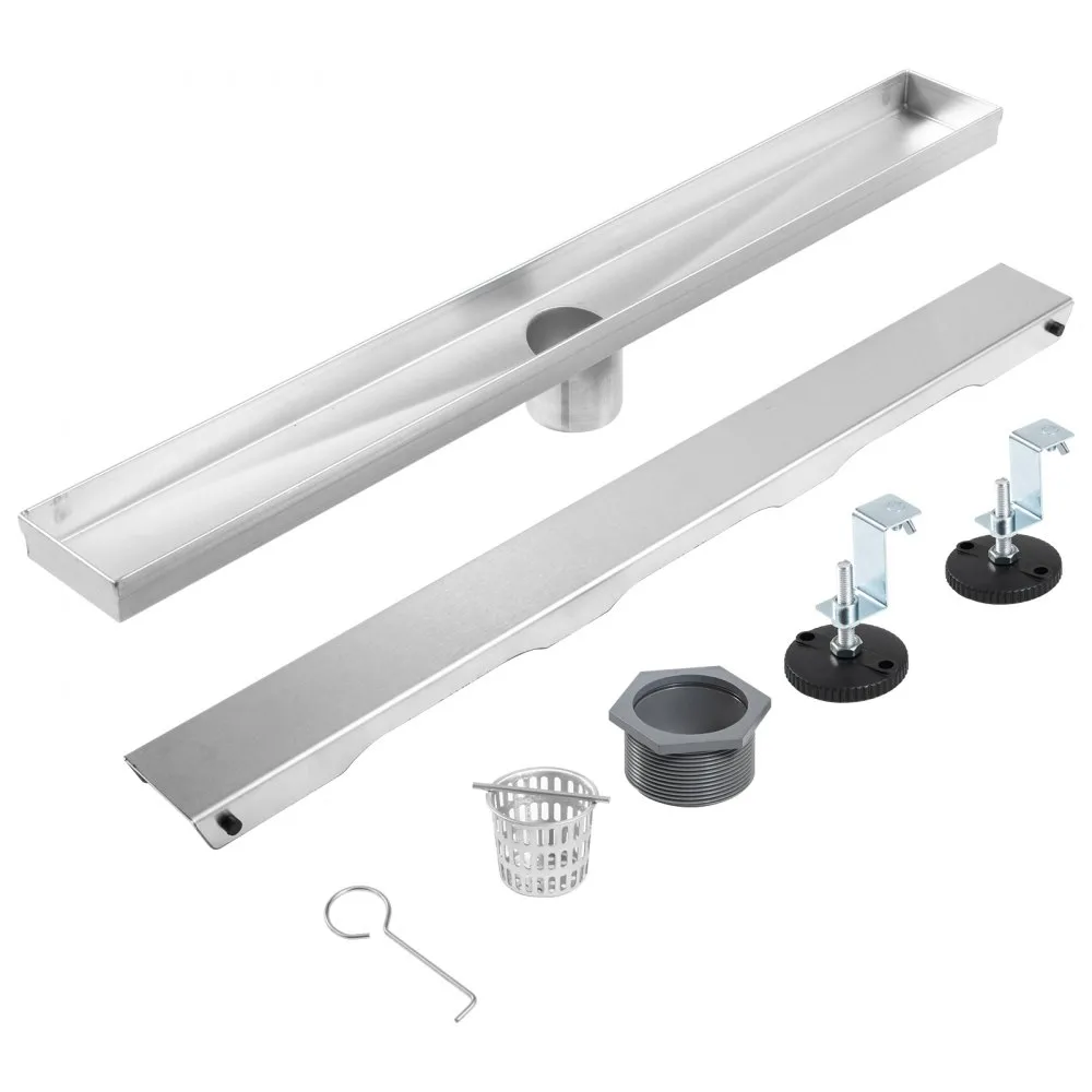 VEVOR Linear Drain 304 Stainless Steel Infinity Drain 36x2.75in Linear Tile Drain 30L/Min High Flow Capacity Invisible Drain With ''V'' Shape Shower Floor Drain For Kitchens, Bathrooms, Garages.